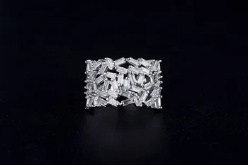 925 sterlingas sidabro madingų batono formos supjaustyti amžinybės juostos žiedas, Vestuvių Dalyvavimas patinka merginos piršto Papuošalai R4891