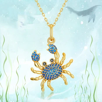 925 sterlingas sidabro, mėlyna krabų karoliai moterų Vasaros atostogų vandenyno stiliaus pakabukas vėžio moterų mados Fine jewelry