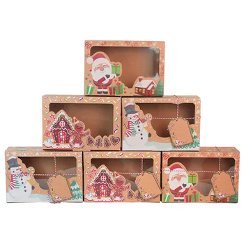 9Pcs Kalėdų Slapukas Langelį Kraft Popieriaus, Dovanų Dėžutes, Saldainių Krepšiai, Maisto Pakuotės, Dėžutės Kalėdų Vakarėlį Vaikams, Dovana Naujųjų Metų Navidad 