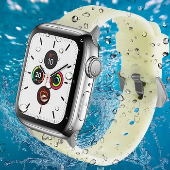 AKGLEADER Šviesos Diržu, Apple Watch Serijos 4 5 40/44mm Sporto Watchband Minkštos Gumos Juostos 