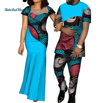 Afrikos Suknelės Moterims heidi bazin Mens Marškinėliai ir Kelnės Rinkiniai Meilužis Porų Drabužius Spausdinti Siūlų Suknelė Afrikos Dizaino Drabužių WYQ126