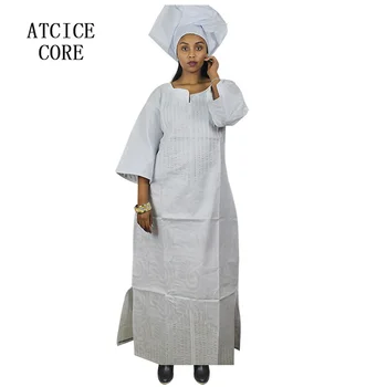 Afrikos suknelės moterims mados dizaino naujosios afrikos heidi bazin siuvinėjimo dizaino suknelė ilga suknelė su skara du kompiuterius, vieną rinkinį A068#