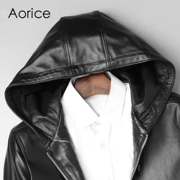Aorice MT911 2020 Naujas mados vyrų striukė Vidutinio ilgio gobtuvu tikras avikailis odos vyriškos striukės ir paltai outwear