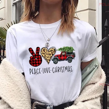 Atsitiktinis Kalėdų Tumblr Grafinis Marškinėliai Moteriška Tees Viršūnes Camisa Spausdinti Marškinėliai Maycaur Taikos, Meilės, Kalėdų Žiburiai Moterys T-Shirt