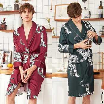 Atsitiktinis Vyrų Kimono Skraiste Pižamą Šilkiniai Namų Drabužių Sleepwear Homewear Sleepshirt Vasaros Pižama Kostiumas Chalatas Suknelė