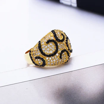 Aukštos Kokybės Dizaineris Žiedai, Papuošalai Black CZ Crystal Aukso Spalvos Papuošalai Didmeninė Tiekimo Madingi juvelyriniai dirbiniai, 2021 Naujas Piršto Žiedą