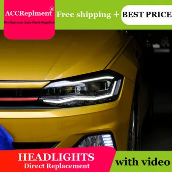 Automobilių Stiliaus LED Žibintas VW POLO žibintai 2019 led žibintai led drl H7 hid Bi-Xenon Objektyvas artimąsias