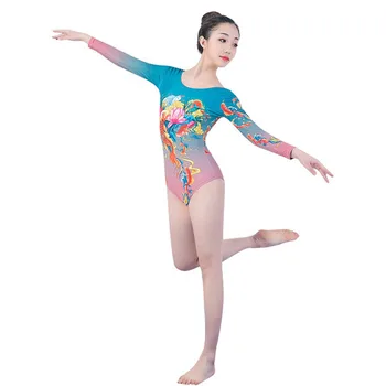 Baleto Triko Suaugusiųjų spausdinimo Praktikos Baleto Kostiumas Moterims bodysuit moterų Gimnastika Leotard mergaičių šokių drabužiai