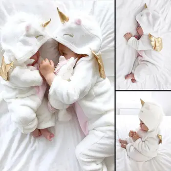 Bamblys Naujagimių Vienaragis Kūdikių Mergaičių Vilnos Romper Jumpsuit Jumper Komplektus Kostiumas