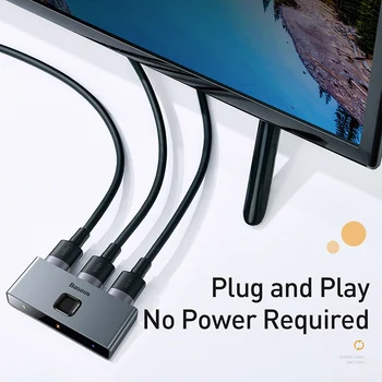 Baseus 4K HDMI Perjungiklis Dviejų krypčių Jungiklis Skaitmeninis apšvietimas Ekranas 1-in-2, arba 2-in-1 