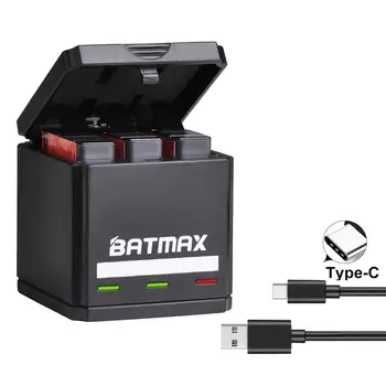 Batmax 1860mAh, dėl GoPro 8 GoPro hero 8 akumuliatoriaus +USB Triple įkroviklis, dėžutė su C Tipo uosto Gopro hero 8 Veiksmo Kameros