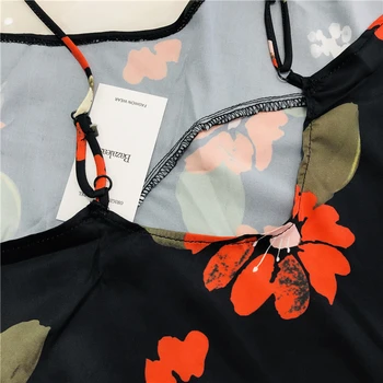 Bazaleas 2019 Mados Vasaros Suknelė Gėlių bellissima Spausdinti Reguliuojamais nugaros dirželiais vestidos Slim Midi Suknelė Atsitiktinis