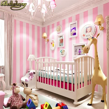 Beibehang korėjos vertikalios juostelės tapetai, vaikų kambarys mergaitė princesė 3D tapetų vaiko kambarį pink TV Fone