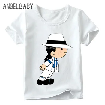 Berniukų/Mergaičių Animacinių Michael Jackson Juokingi marškinėliai Vaikams Vasarą trumpomis Rankovėmis Viršūnes Vaikų Kpop Atsitiktinis marškinėliai,HKP5144