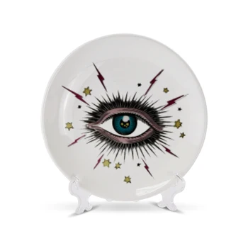 Big Eye Žvaigždėtas Dangus Dekoratyvinės Plokštės Keramikos Turas Patiekalas Katė Galvos Papuošalų Laikymo Patiekalas Meno Dangus Akis, Spalvinga Mados Plokštė