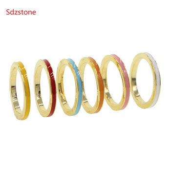 Birthstone emalio spalvos žiedą, kad mergina, moteris gimtadienio dovana-spalvinga Emalio paprastų geometrinių sužadėtuvių žiedai