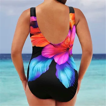 Bkini 2018 Keltą Iš Didelio Dydžio Seksualių Moterų vientisas Bikini Gėlių Spausdinti Push Up maudymosi Kostiumėliai, Plius Dydžio Panele Paplūdimio maudymosi kostiumėlį