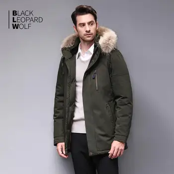 Blackleopardwolf 2019 Žiemos vyrų žemyn striukė Alaska Vėjo Nuimamas outwear su prabangių kailinių meškėnas BL-6603M