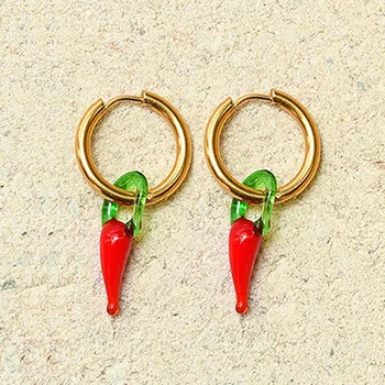 Bohemijos nerūdijančio plieno auskarai raudoni maži pipirai moterų pakabukas auskarai mados 2019 naujų papuošalų didmeninė auskarai