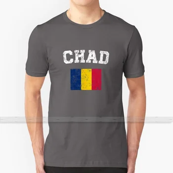 Chadian Vėliavos, Marškinėliai - Derliaus Čadas T-Shirt Marškinėliai Custom Design Medvilnės Vyrams, Moterims, T-Shirt Vasaros Viršūnes, Čadas, Vėliavos, Čadas, Pasididžiavimas