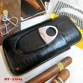 Cohiba natūralios odos cigarų Atveju Humidoras Su Cigarų Pjovimo drėkintuvai Nešiojamų 3 Kubos cigarų Cigarų Nustatyti 3304L