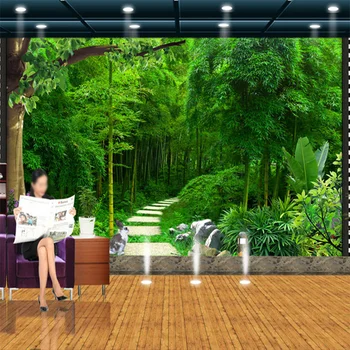 Custom 3D Tapetai, Freskos Gyvenimo Kambario, Miegamasis, Sofa-lova, TV Foną Žalia Bambuko Žalia Šviežia Foto Vandeniui Tapetai
