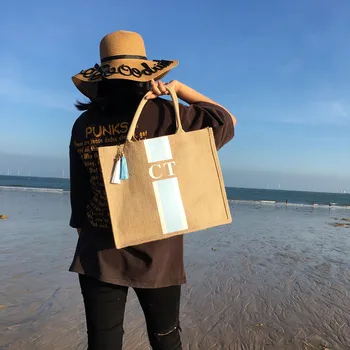 Custom dryžuotas monograma paplūdimio krepšys, individualizuoti vardo monograma Inicialai už kanapės nešti vestuvių mama krepšelį maišeliai, maišeliai vestuvių dovana