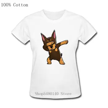 Dab Ruda Doberman T-Shirt Moterims, Juokinga Pinscher Tepdami Šuo Gyvūnų Marškinėlius Savininkai Dovanų Naminių Gyvūnėlių Šuniuką Mados Medvilnės Marškinėliai Camisetas