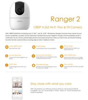 Dahua IP Kameros imou Ranger 2 su 360 Laipsnių Aprėpties Žmogaus Aptikimo ir Privatumo Režimu Namų Apsaugos Stebėjimo Kameros Wifi