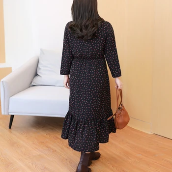 Didelio dydžio moteriški 10XL suknelė plius dydis 6XL 7XL 8XL 9XL pavasarį ir rudenį V-kaklo, ilgomis rankovėmis laisvi juodas didelis suknelė