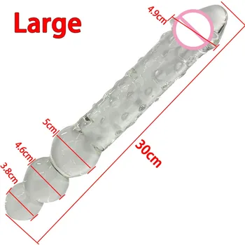 Didelis didelis stiklinis dildo analinis granulės lesbiečių milžinišką dvigubą vibratorių ilgas analinis dildo stiklo varpos butt plug suaugusiųjų sekso žaislai moteris