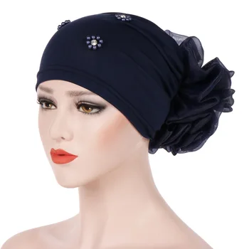 Didelis gėlių vidinis hijab kepurės duobute turbaną dėl islamo moterų galvos apdangalai, drabužiai moterų variklio dangčio skrybėlę musulmonų galvos apsiaustas turbantes