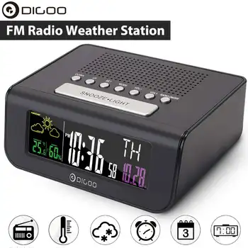 Digoo DG-FR100 Spalva Wireless FM Radijo Laikrodis Skaitmeninis Atidėti Dual-Žadintuvas, Orų Prognozė, Kalendorius, Temperatūra, Drėgnumas