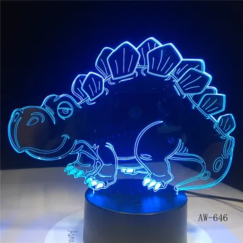 Dinozaurų Modelio 3D iliuzija LED Nakties Šviesos 7Color Produkto šviesos Palieskite Mygtuką 
