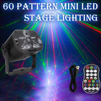 Diskoteka DJ Šviesos Judančios Galvutės, LED Scenos Šviesos Lazerio Projektorius Lempos USB Įkrovimo Šalies Šokių Scenos Šviesos DJ Poveikis naktinė lempa