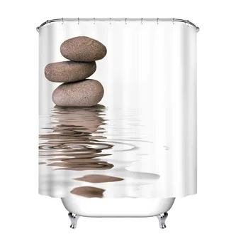 Dušo Užuolaidos Pebble Pavasario Atspindys Spa, Zen Dizaino Vonios Vandeniui Mildewproof Poliesterio Audinio Su 72 Colių +12 Kabliukų