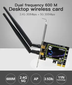 Dvigubos Juostos 600Mbps PCI Express WiFi Adapter PCI-E) Belaidžio Tinklo plokštė-WIfi 6 