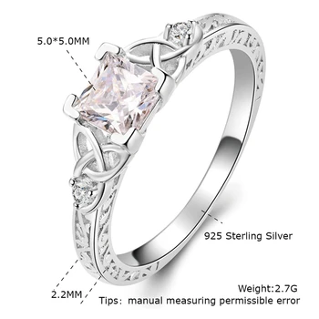Dyson 925 Sterlingas Sidabro Žiedas Princesė Iškirpti Aiškų Cirkonis Infinity Vestuvių, Sužadėtuvių Žiedai, Moterų-Metį Fine Jewelry