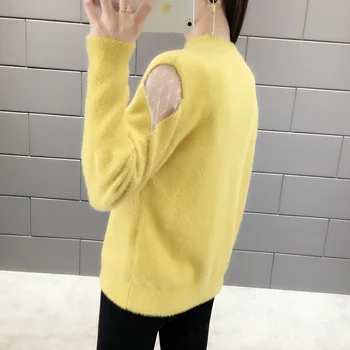 Dėl pardavimų 2020 m. pavasarį Moterų Megzti V-kaklo Džemperis marškinėliai Atsitiktinis Minkštas Megztinis Mados Slim Moterų Elastingumą Megztinis moterims