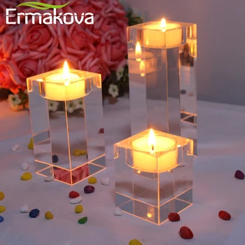 ERMAKOVA Žvakių Laikikliai Kietas Crystal Clear Kvadratinių Stiklo Tealight Žvakidė Vestuvių Namų Puošybai Puošmena
