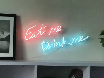 Eat Me Drink Me Dovanų Neon Požymiai Nekilnojamojo Stiklinis Vamzdelis, Alaus Baras, Baras Rankų darbo Homeroom Girlsroom Šalis Dekoras, Šviesos Ženklas 14 colių