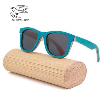 Ekologiškos medinės riedlentė medienos poliarizuota BLSK objektyvas UV400 bambuko akiniai nuo saulės, akiniai nuo saulės moterims