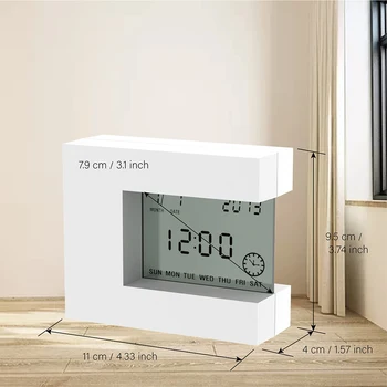 Elektroninių Aikštėje LCD Kalendorius Žadintuvas, Skaitmeninis Stalas Žiūrėti Balta su Namų Termometras & Count Žemyn Laikmatis su baterijomis