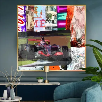 F1 Formulė-Viena Lenktynių Automobilių Grafiti Naftos Tapyba Ant Drobės, Sienos Menas, Plakatų Ir Grafikos Koliažas Automobilių Lenktynių Nuotraukos Home