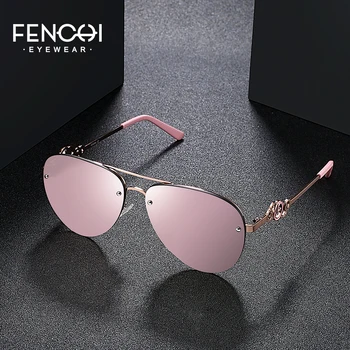 FENCHI klasikinis pilotas pink akiniai nuo saulės moterims 2019 pilotas saulės akiniai su uv apsauga Oculos Feminino zonnebril dames