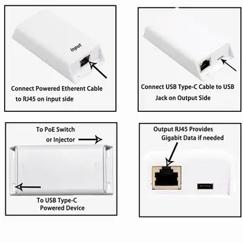 GAT-USBC Gigabit ethernet 802.3 af Tipo C Tabletė Įkrovikliai Ethernet Maitinimo Montuojamas Tablečių ir Daugiau - Tęsiasi galios Iki 328 Pėdų