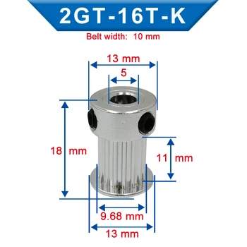 GT2 laikas skriemulys 16 Dantų Vidinės Kiaurymės 4/5/6 mm diržo skriemulio plotis 7/11mm tinka GT2 laiko diržo plotis 6/10 mm 3D Spausdintuvo dalys