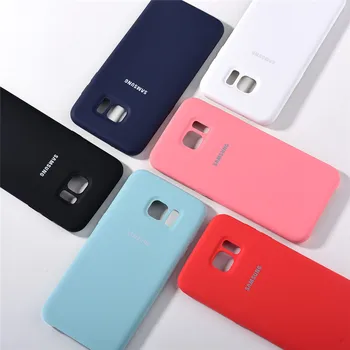 Galaxy S7 Krašto Atveju Originalus Samsung Skystu Silikonu Atveju, Minkštas, Šilkinis Apsauginis galinis Dangtelis Shell 