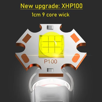 Galingas Įkraunamas žibintuvėlis fakelas XHP100 XHP50.2 flash light18650 26650 taktinis usb Didelės galios led žibintuvėlis