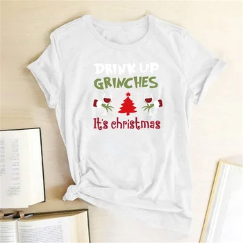 Gerti Grinches Tai Kalėdos Marškinėliai Moterims Spausdinami Mados Juokingas Kalėdų Drabužius Harajuku Grafinis Tee trumpomis Rankovėmis Viršūnes